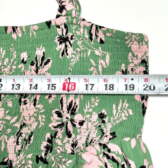Torrid Smocked Floral Rayon Midi Dress 1X Ruffle Straps Green Cottagecore Easter - Picture 11 of 16